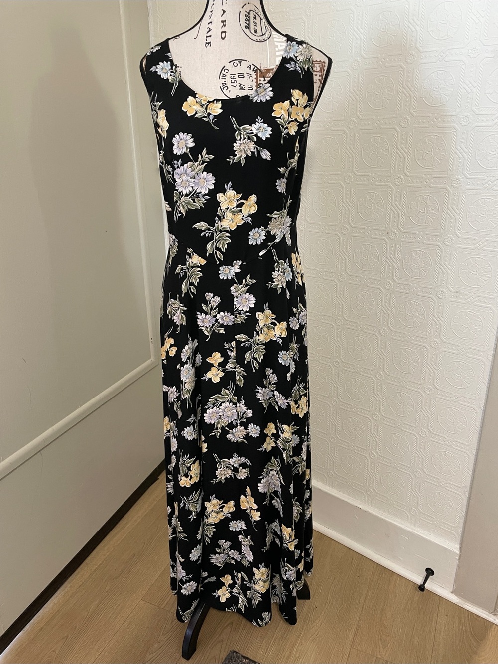 All that Jazz Black Maxi Dress with Yellow & Cream Floral Print